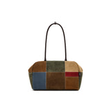 muva. Cowhide‑Velvet Color‑Block Boston Shoulder Bag, Large‑Capacity Premium‑Feel Niche Autumn‑Winter Purse, New Arrival Dec 19