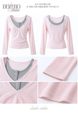 Stella Pink Gray Layered Long Sleeve T-shirt