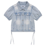 STRING POINT SHORT SLEEVE DENIM JACKET [BLUE]