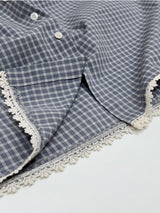 Lace Check Cap Sleeve Blouse
