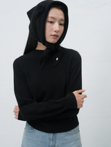 handmade knit flower brooch set - black