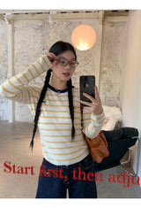 ボウイエローストライプ長袖Tシャツ