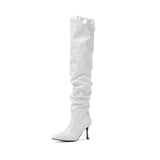 スラウチー ストリング ブーツ ヒール(White)