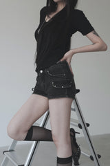 summer black cargo short pants