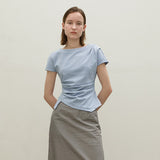 (Z-BL-4225)LOND WAIST TUCK  BLOUSE