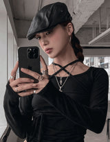 Leather Buckle Hunting Cap