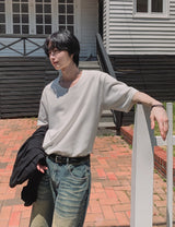 フィリップUネックニットショートスリーブTシャツ