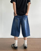 Rough Double Knee Half Denim Pants