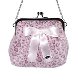 Medium muted pink leopard frame bag (handmade bag)