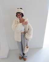 [Handmade] Wool knit zip-up jacket