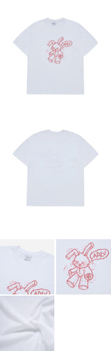 24FWハンドスケッチラビットショートスリーブTシャツホワイト