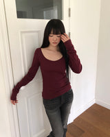 プニ コントラスト レイヤード ロングスリーブ Tシャツ