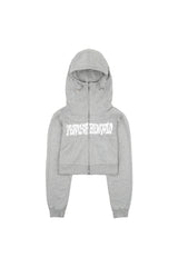 Crop Logo Hood Zip-Up (GRAY)