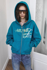 26SS★ HIGH NECK VINTAGE GRAPHIC HOODIE ZIP-UP