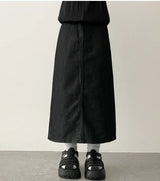 Sink non-fade raw denim long skirt
