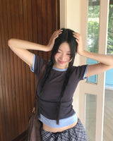 アンデカラーリングレイヤードショートスリーブTシャツ