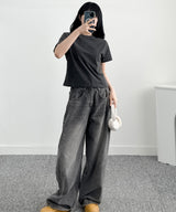 (W) Essential Logo Semi-Crop Pigment Short Sleeve T-Shirt_3 Color
