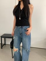 Jaden Lace Flower Halter Top
