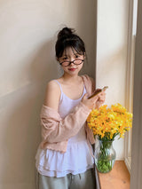 #Wish Eyelet Hood Wave Knit Cardigan (3color)