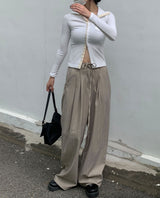 Stripe strap slacks