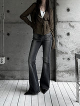 suede drape rider jacket (2color)