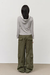(W) Spell Striped Hooded Top