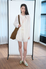 Lace Deep V-Knit (Ivory)