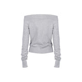OFF-SHOULDER SLIM ZIP-UP_Melange Gray