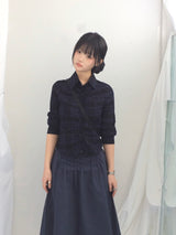 ruffle frill checkered short shirt