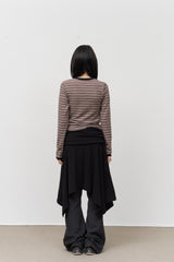 (W) Candy Fleece Striped Top