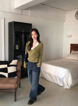 LP Cozy V-neck Wrap Knit (3color)