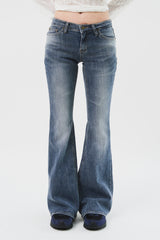 (W) Greyish Low Bootscut Denim