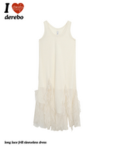long lace frill sleeveless dress