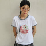 Tomato Patch Ringer Tee (White) F25QB140