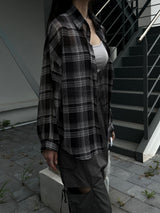 Loose fit see-through check shirt male (2 colors)