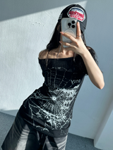 SEMI OFF SPIDER WEB DRESS💛🤍🖤 - 3 COLORS