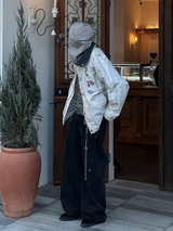 RELABEL (Huanjin) Violet and White Smoke-Washed Vintage-Style Checked Hooded Modified M65 Work Jacket