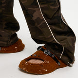 WRINKLE MIXED CAMO CARGO PANTS - BROWN CAMO