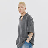 OPEN COLLAR POLO KNIT SHIRT
