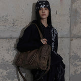 Belted Washing Leather Bag (Brown) F25QE990