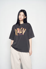 25SS VINTAGE FLOW FONT PIGMENT SHORT SLEEVE T-SHIRT CHARCOAL