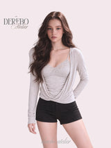 Mood Gray Shirring Layered Two-Piece Top
