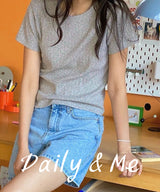 Flower Ribbed Tee(3color)
