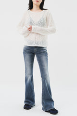 (W) Greyish Low Bootscut Denim