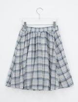 Luije Summer Check Shirring Flower Midi Banding Skirt
