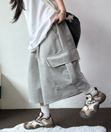 FORMAL BASIC CARGO WIDE BERMUDA 🤎🩶🖤🤍4COLOR