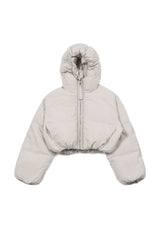 Shirring Hood Padding Jacket [Ivory]