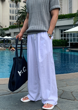Cool Pin Tuck Linen Wide Pants
