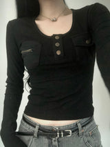 Two-Pocket Slim Button Tee