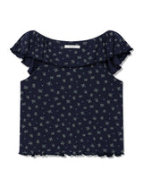 ラッフルフラワーブラウス(NAVY)